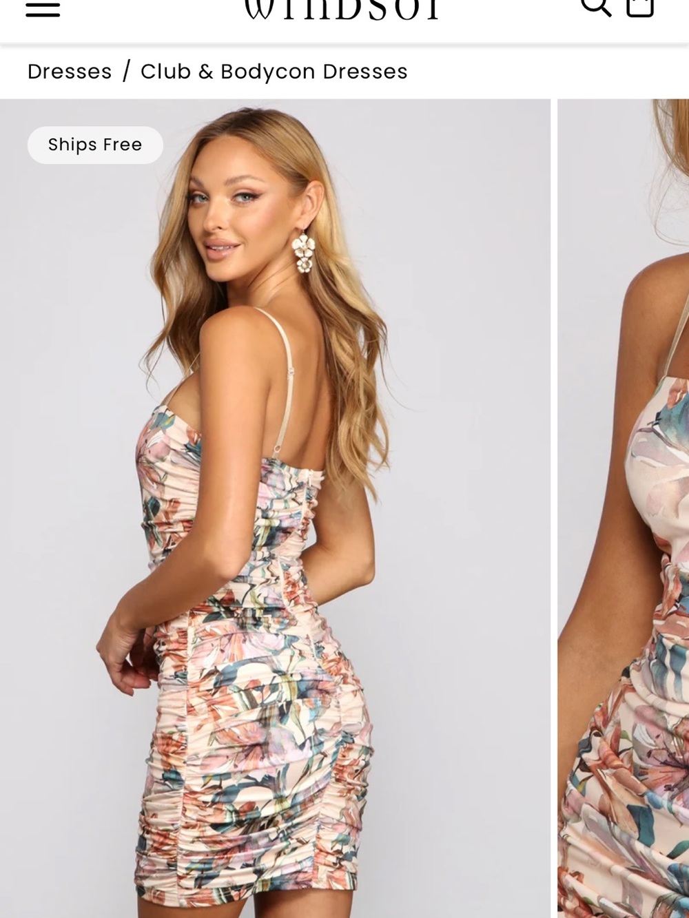 Windsor Floral Ruched Bodycon Dress